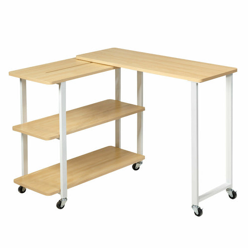 L-Shape 360° Rotating Computer PC Desk Corner Table /