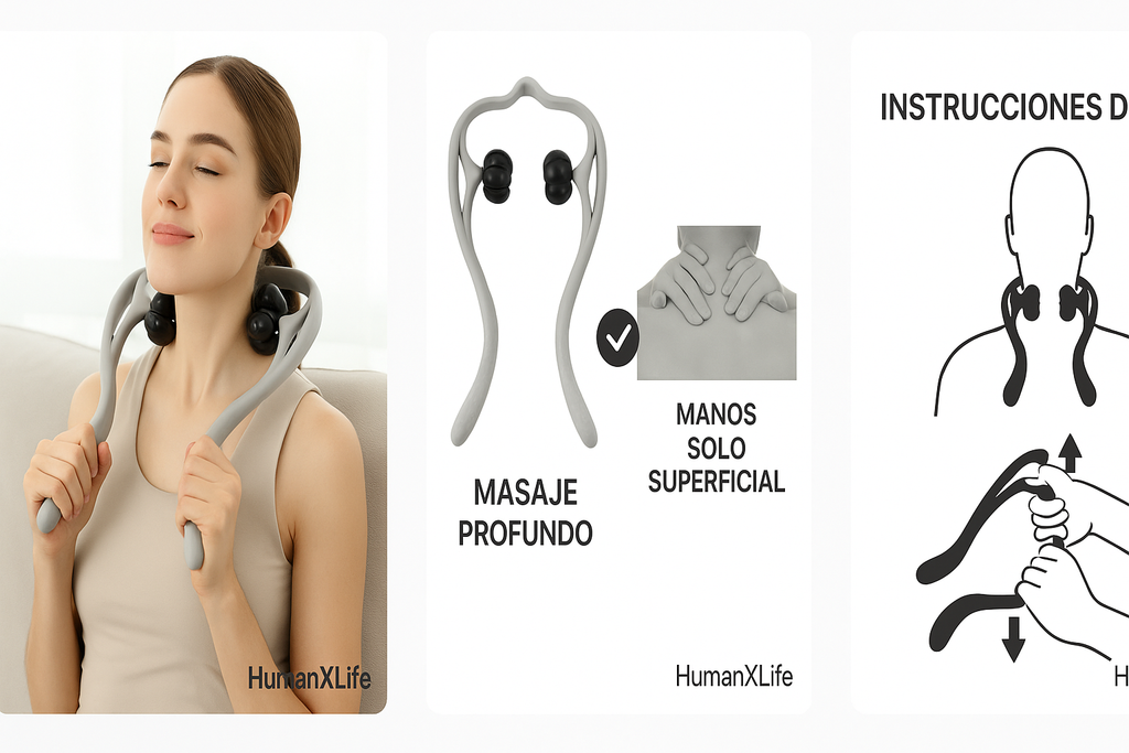 Masajeador Cervical 6-Ruedas RelaxPro® – Alivia Tensión, Rigidez y Estrés en Minutos / Multifunctional Manual Six-wheel Neck Massager Massage Relieve Roller Massage Tool