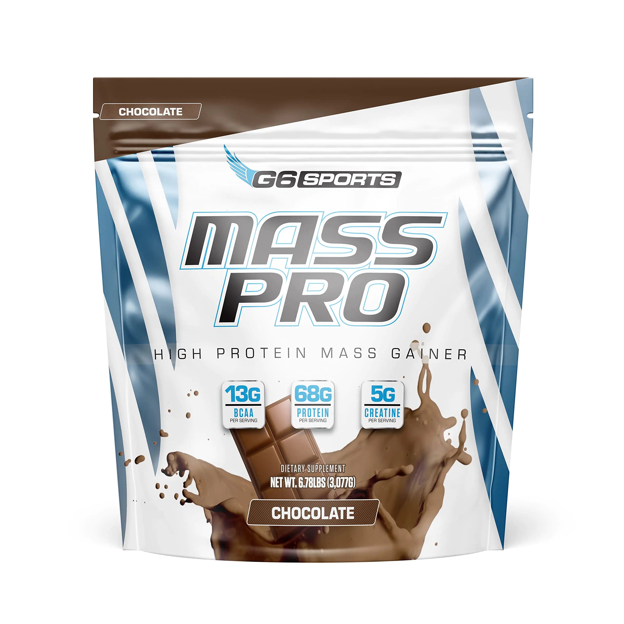 G6 Sports Nutrition Mass Pro High Protein Mass Gainer (64g Protein Avocado Powder Coconut Oil Powder MCT Oil Powder) – 7lb Bag – Chocolate