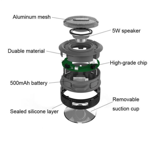 Pocket Blast Speaker / Altavoz Mini Impacto / AquaGrip Pod / Mini Portable Waterproof Bluetooth Speaker with Suction Cup