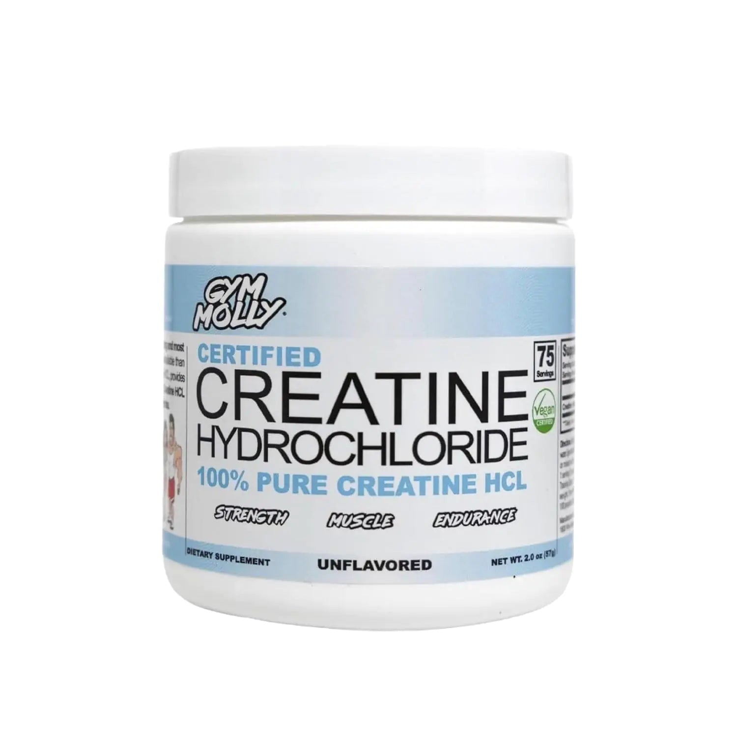 Gym Molly Creatine Hydrochloride Powder Highly Soluble Creatine Hydrochloride Unflavoured Vegan Workout Supplement for Men and Women Muscle Builder Creatine Supplement (75 Servings 750mg)